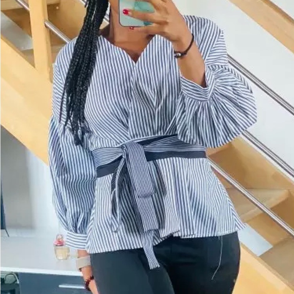 Striped Black and White Women's Top
